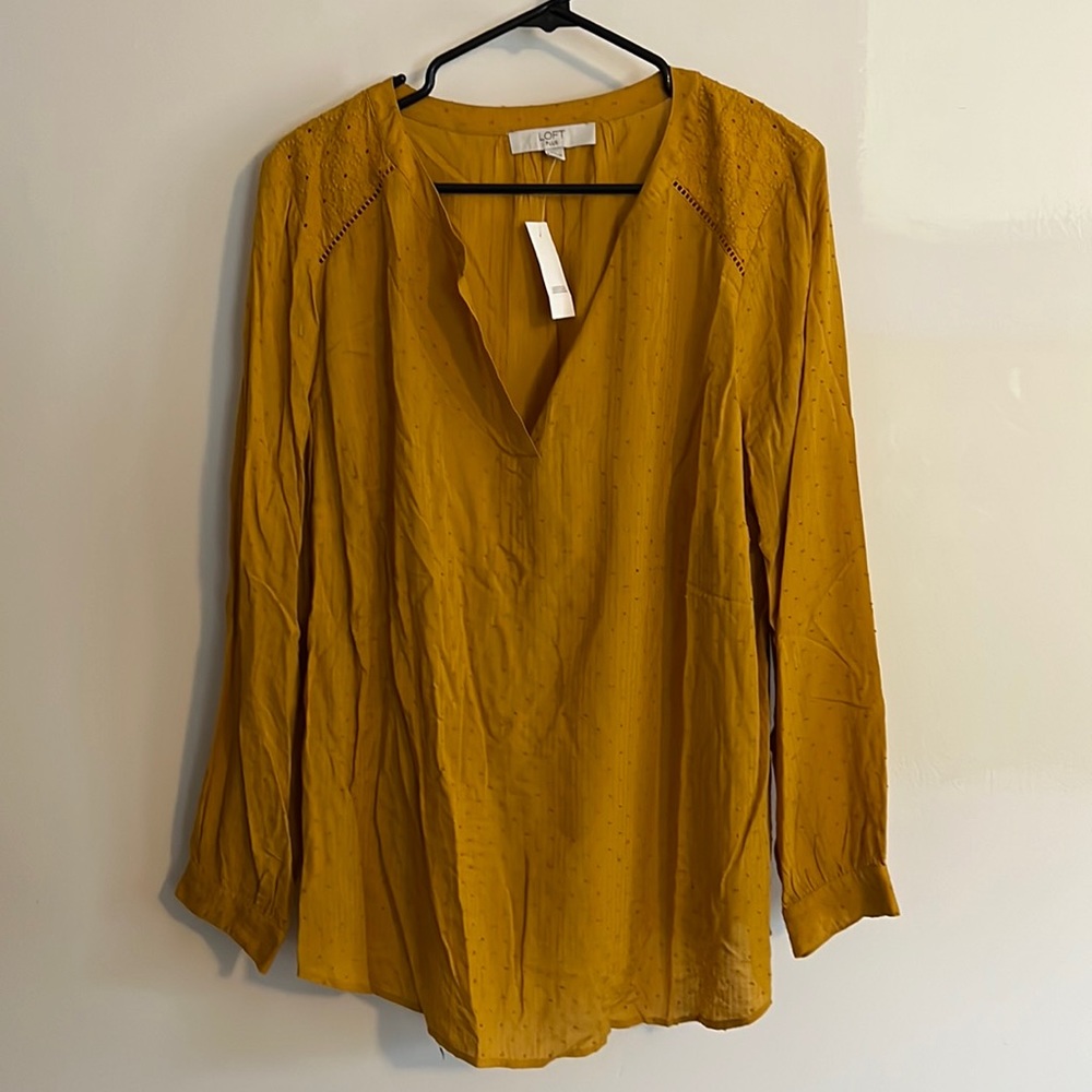 Loft Plus Gold Embroidered Textured Top